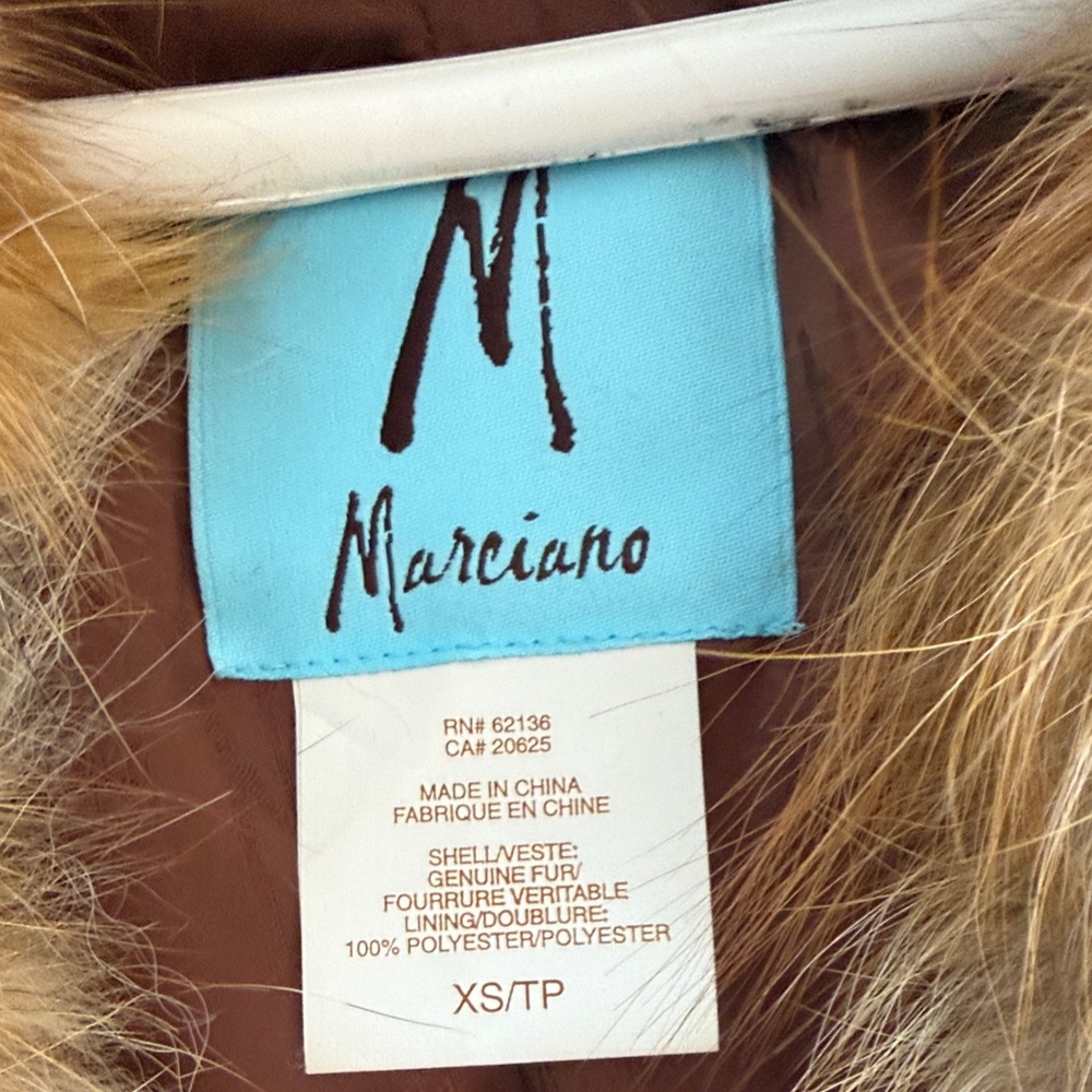 Marciano Fur Vest in Brown and Tan - Picture 2 of 4